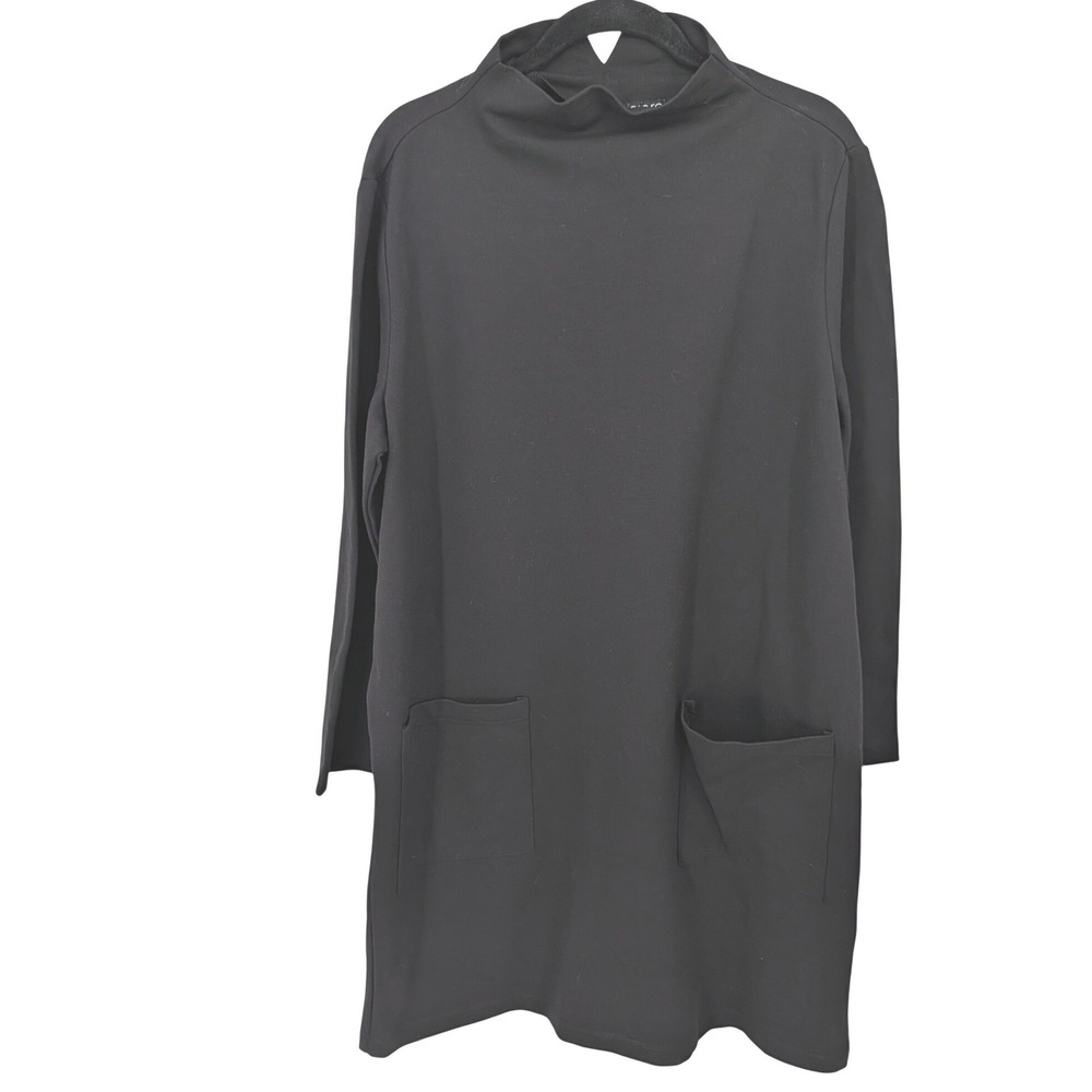 Clara Sunwoo Tunic Dress Women Large Black‎ Mock Neck Pocketed Long Sleeve Knit